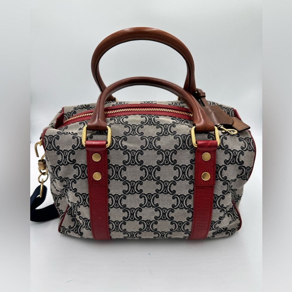 CELINE Handbag Mini Boston Bag Triomphe Canvas and Leather - Picture 3 of 14